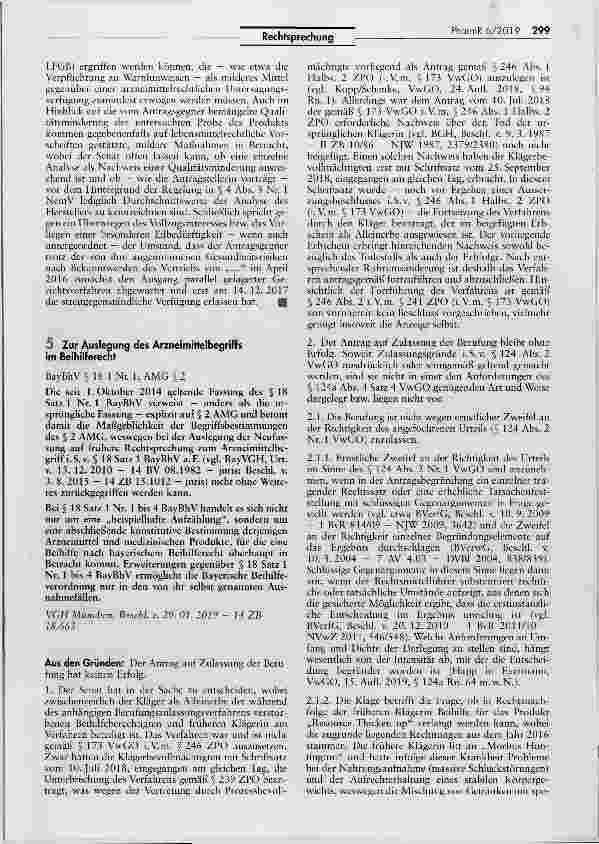 Vorschauseite 1: Zur Auslegung des Arzneimittelbegriffs im Beihilferecht