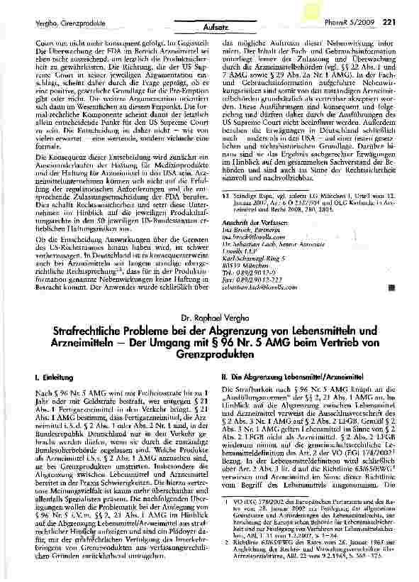 Vorschauseite 5: Neues zur Pre-Emption im US-Recht - Die Entscheidung Wyeth vs. Levine des US Supreme Court vom 4. März 2009