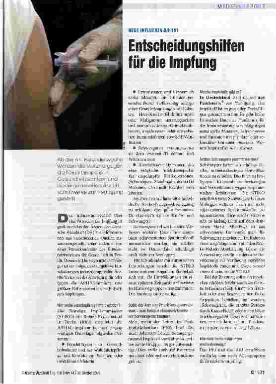 Vorschauseite 1: Entscheidungshilfen für die Impfung