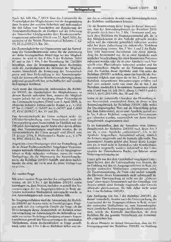 Vorschauseite 6: Zulässigkeit der Kostenübernahme für Off-Label- Anwendung eines Arzneimittels