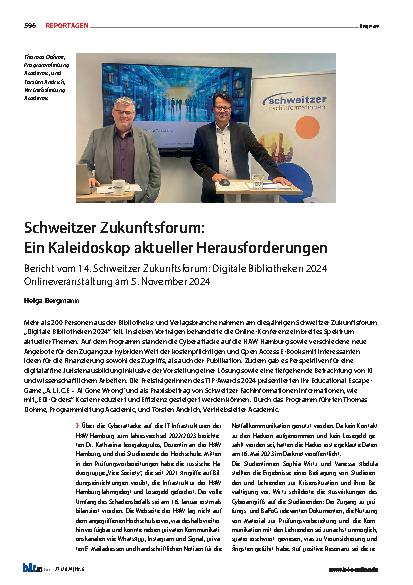 Vorschauseite 1: Schweizer Zukunftsforum: Ein Kaleidoskop aktueller Herausforderungen