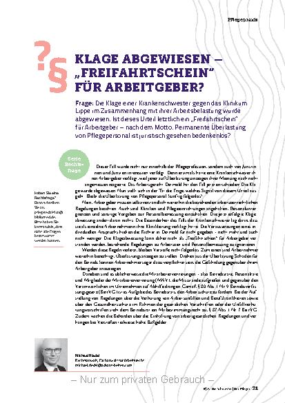 Vorschauseite 1: Klage abgewiesen - "Freifahrtschein" für Arbeitgeber?