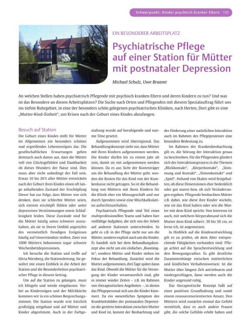 Vorschauseite 1: Psychiatrische Pflege auf einer Station für Mütter mit postnataler Depression
