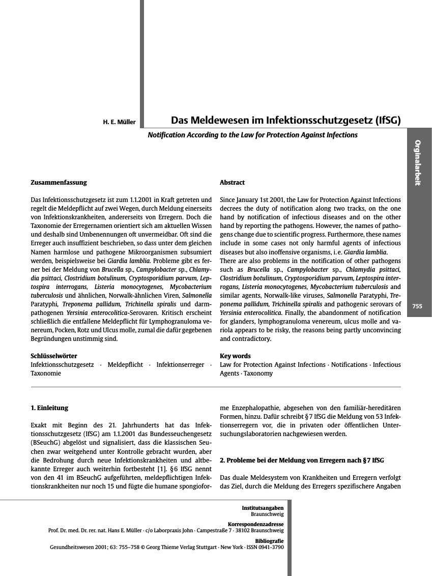 Vorschauseite 1: Das Meldewesen im Infektionsschutzgesetz (IfSG)