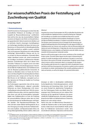 Vorschauseite 1: Zur wissenschaftlichen Praxis der Feststellung und Zuschreibung von Qualität