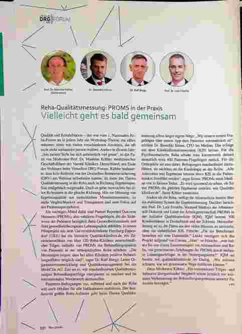 Vorschauseite 1: Reha-Qualitätsmessung: PROMS in der Praxis. Vielleicht geht es bald gemeinsam.