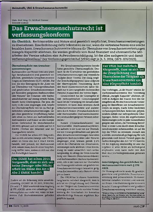 Vorschauseite 2: Das Erwachsenenschutzrecht ist verfassungskonform.