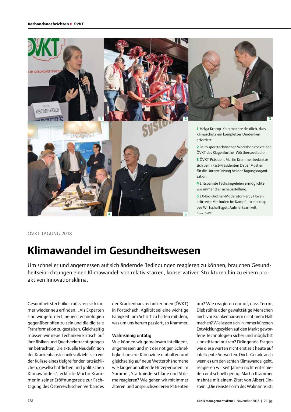 Vorschauseite 1: ÖVKT-Tagung 2018: Klimawandel im Gesundheitswesen