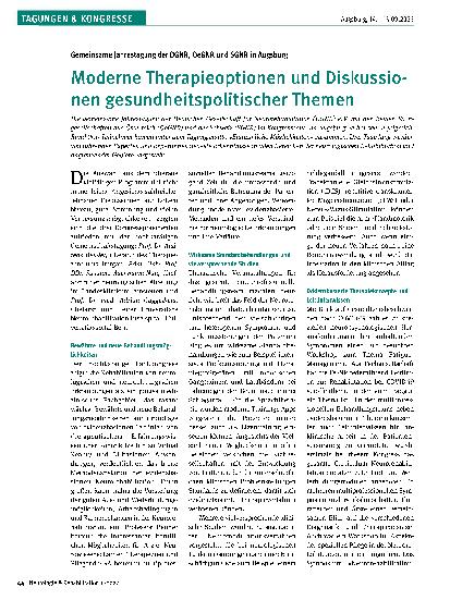 Vorschauseite 1: Moderne Therapieoptionen und Diskussionen gesundheitspolitischer Themen