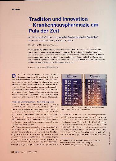 Vorschauseite 1: Tradition und Innovation - Krankenhauspharmazie am Puls der Zeit