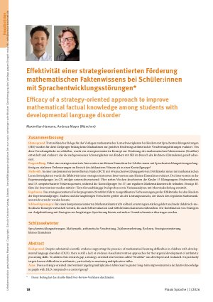 Vorschauseite 1: Effektivität einer strategieorientierten Förderung mathematischen Faktenwissens bei Schüler: innen mit Sprachentwicklungsstörungen