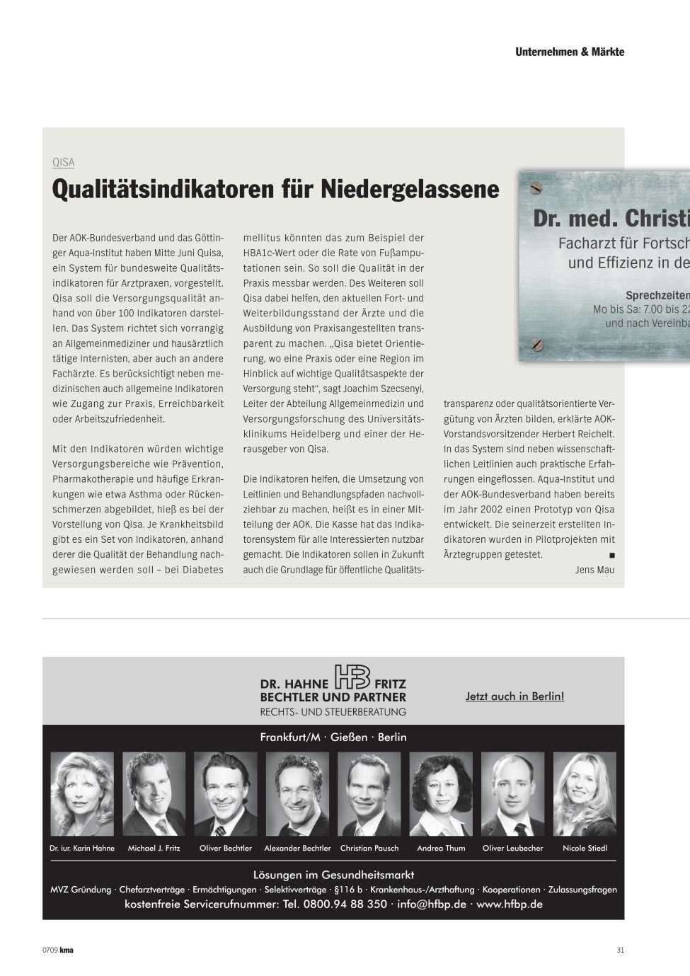 Vorschauseite 1: Qualitätsindikatoren für Niedergelassene