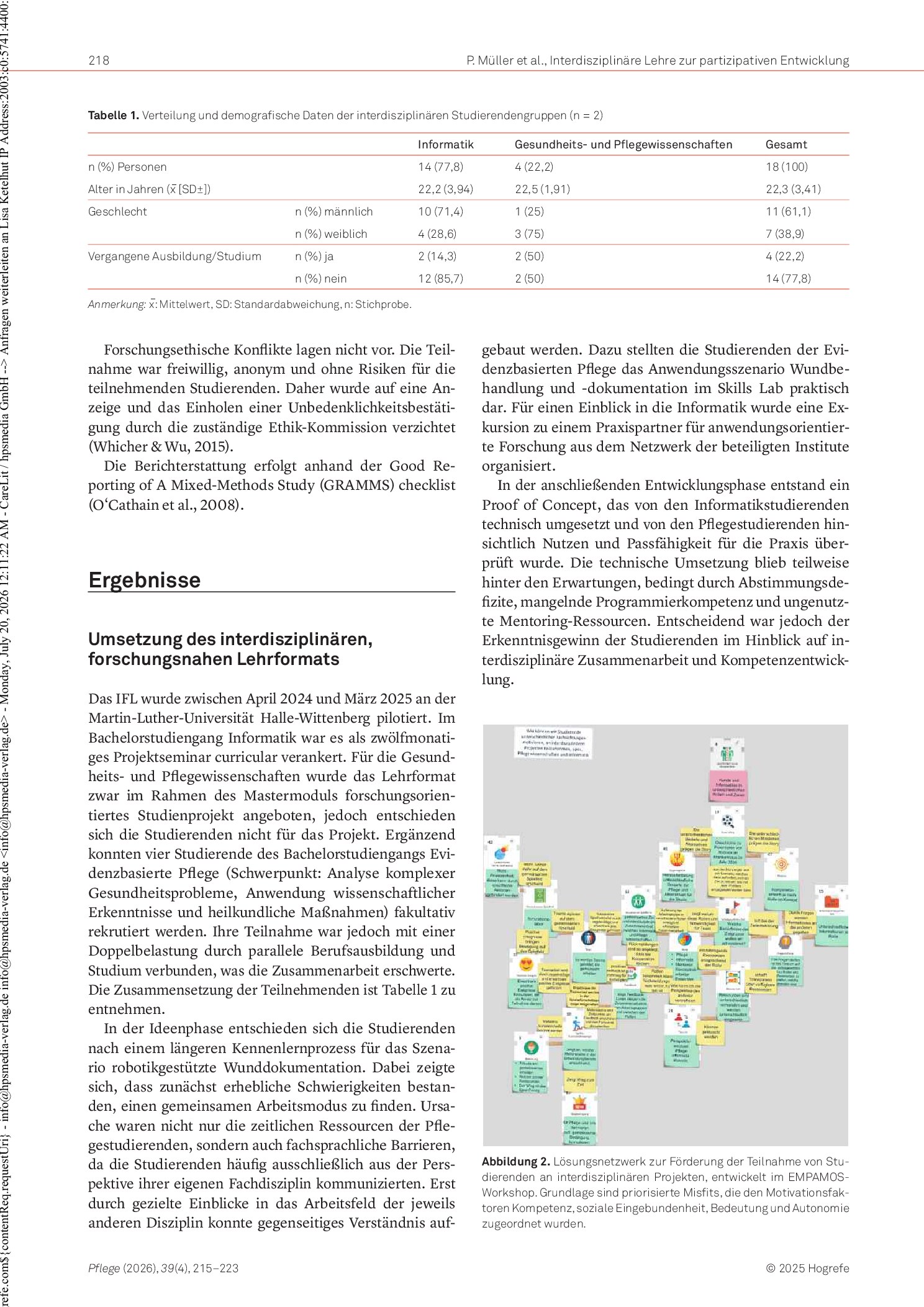 Vorschauseite 4: Interdisziplinäres, forschungsnahes Lehrformat zur partizipativen Technologieentwicklung in der Pflege: Eine Mixed-Methods-Studie
