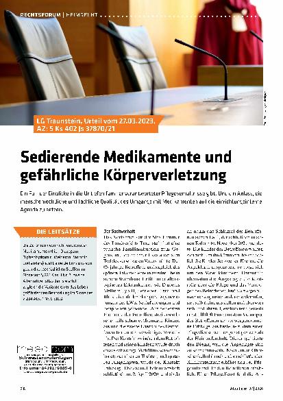 Vorschauseite 1: Sedierende Medikamente und gefährliche Körperverletzung