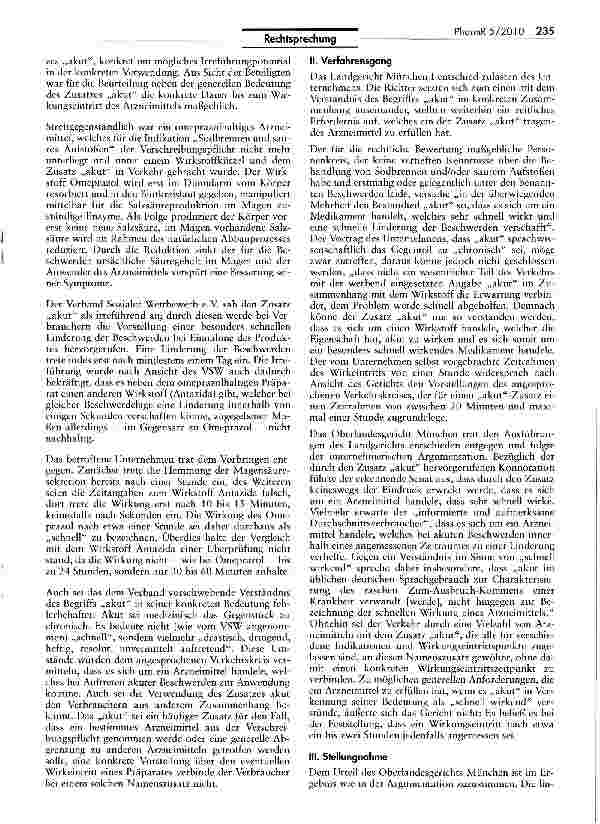 Vorschauseite 3: Zum Verbraucherverständnis bezüglich des Bestandteils „akut in der Arzneimittelbezeichnung