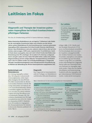 Vorschauseite 1: Diagnostik und Therapie der invasiven pulmo nalen Aspergillose bei kritisch kranken/intensivpflichtigen Patienten