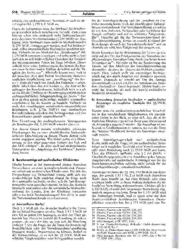 Vorschauseite 4: Beraterverträge mit Ärzten: Nationale und internationale Anti-Korruptionsaspekte