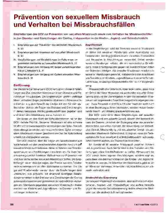 Vorschauseite 1: Prävention von sexuellem Missbrauch und Verhalten bei Missbrauchsfällen