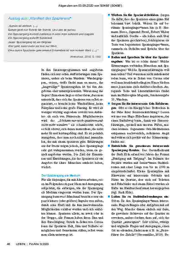 Vorschauseite 3: Einladung zum Spaziergang: Das Spazieren als Medium in der Arbeit mit älteren Menschen