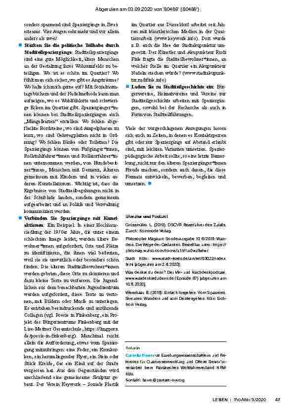 Vorschauseite 4: Einladung zum Spaziergang: Das Spazieren als Medium in der Arbeit mit älteren Menschen