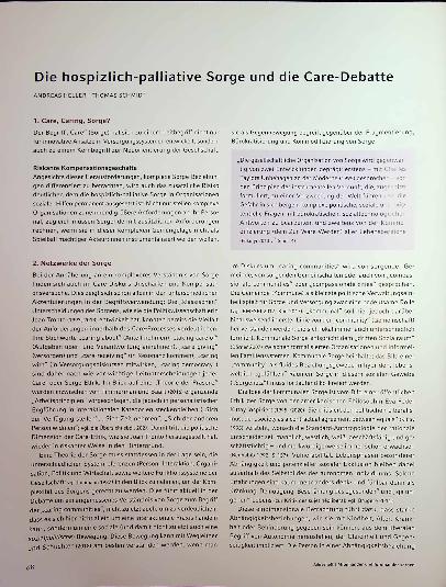 Vorschauseite 3: Die hospizlich-palliative Sorge und die Care-Debatte