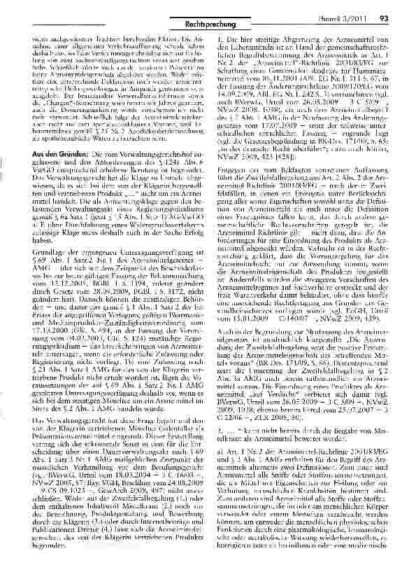 Vorschauseite 2: Abgrenzung Arzneimittel/Lebensmittel (Misteltee)AMG §§ 2 lila, 69 I 2 Nr. 1, 109a; ApBetrO § 25 Nr. 2