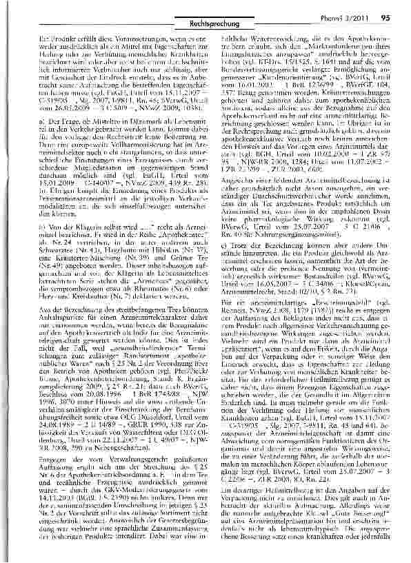 Vorschauseite 4: Abgrenzung Arzneimittel/Lebensmittel (Misteltee)AMG §§ 2 lila, 69 I 2 Nr. 1, 109a; ApBetrO § 25 Nr. 2