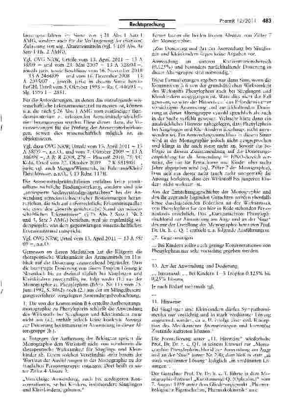 Vorschauseite 4: Nachzulassung/Begründung der Wirksamkeit (Zweckmäßigkeit der Dosierung) AMG §§22 111,25 11 1 Nr. 2