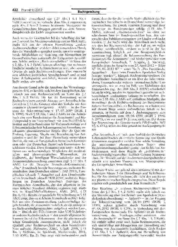 Vorschauseite 5: Zur Benutzung automatischer Schmelztemperaturbestimmungsgeräte in Apotheken MPG-ÄndG Art 7 Nr 1 lit b; AMG § 55; ApBctrO S$ 6 I-III, 11 I; EichG § 2 I-III, 1 8, 25 I; MPG § 3; NSO…