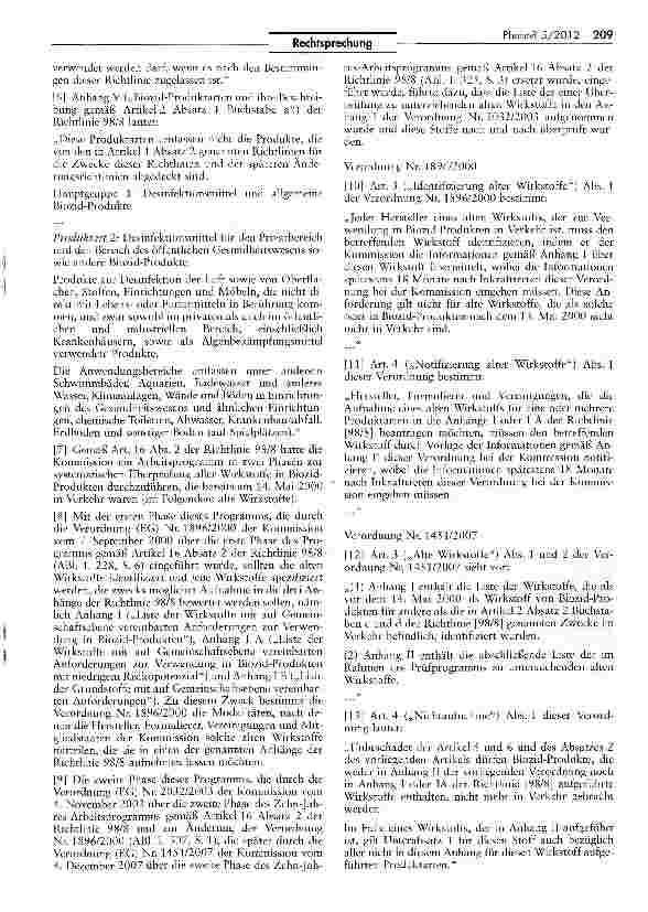 Vorschauseite 2: Inverkehrbringen von Biozid-Produkten RL 98/8/EG Art. 2 I Buchst, a)