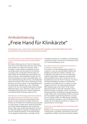 Vorschauseite 1: Ambulantisierung „Freie Hand für Klinikärzte“