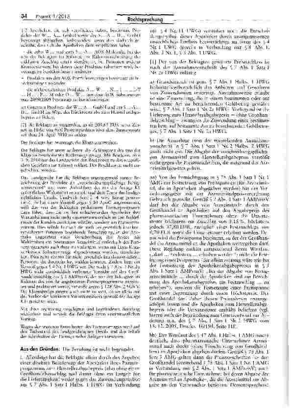 Vorschauseite 2: Wettbewerbswidrigkeit eines Partnerprogramms („aut idem-Substitution)UWG 4 Nr. 1, Nr. 11; HWG § 7 I 1 HS. 1