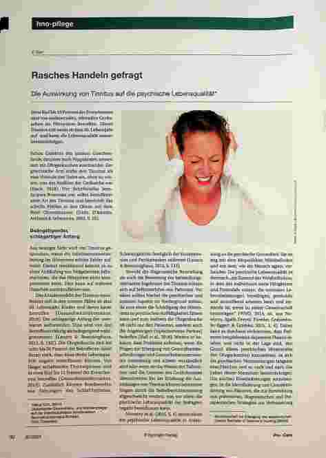 Vorschauseite 1: Rasches Handeln gefragt: Die Auswirkung von Tinnitus auf die psychische Lebensqualität.