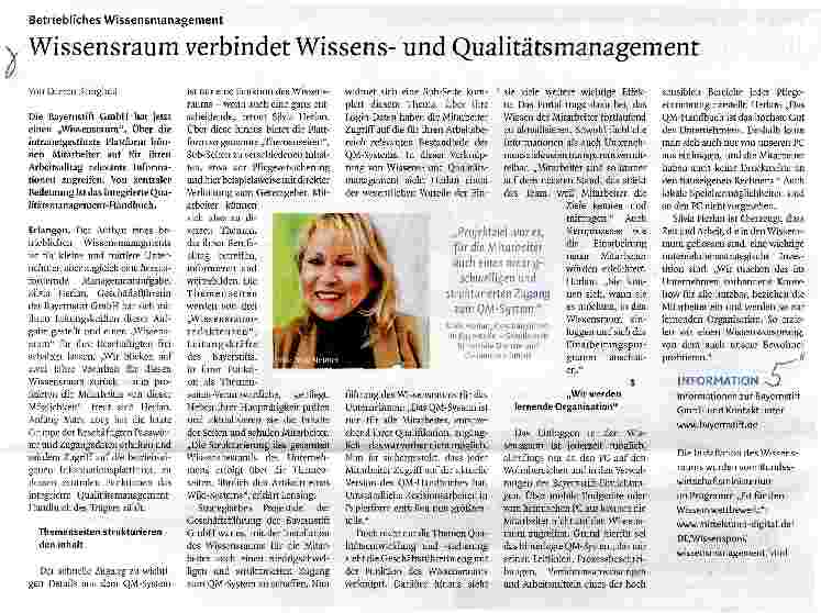 Vorschauseite 1: Wissensraum verbindet Wissensund Qualitätsmanagement