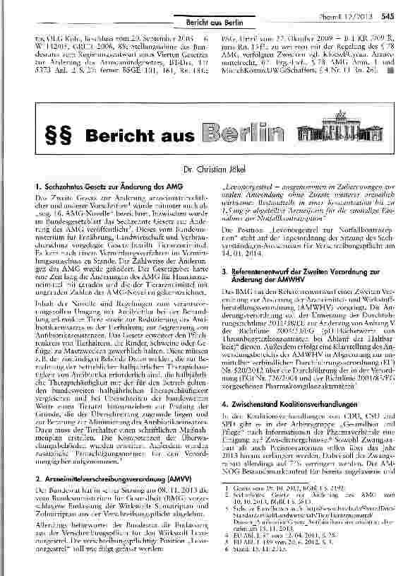 Vorschauseite 5: Arzneimittelpreisbindung gilt auch für Arzneimittel, die im Rahmen sogenannter „Verblisterung patientenindividuell gruppiert werden AMPreisV § 1 III 1 Nr. 7, 1 111 Nr. 7; AMG § 78