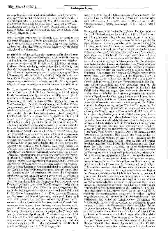 Vorschauseite 2: Arzneimittelsicherheit nur bei Arzneimittelversorgung „aus einer Hand gewährleistetApoG H 11 III, 14 IV, V 2; AEUV Art. 34, 36