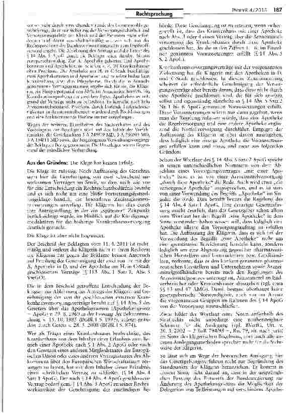 Vorschauseite 3: Arzneimittelsicherheit nur bei Arzneimittelversorgung „aus einer Hand gewährleistetApoG H 11 III, 14 IV, V 2; AEUV Art. 34, 36