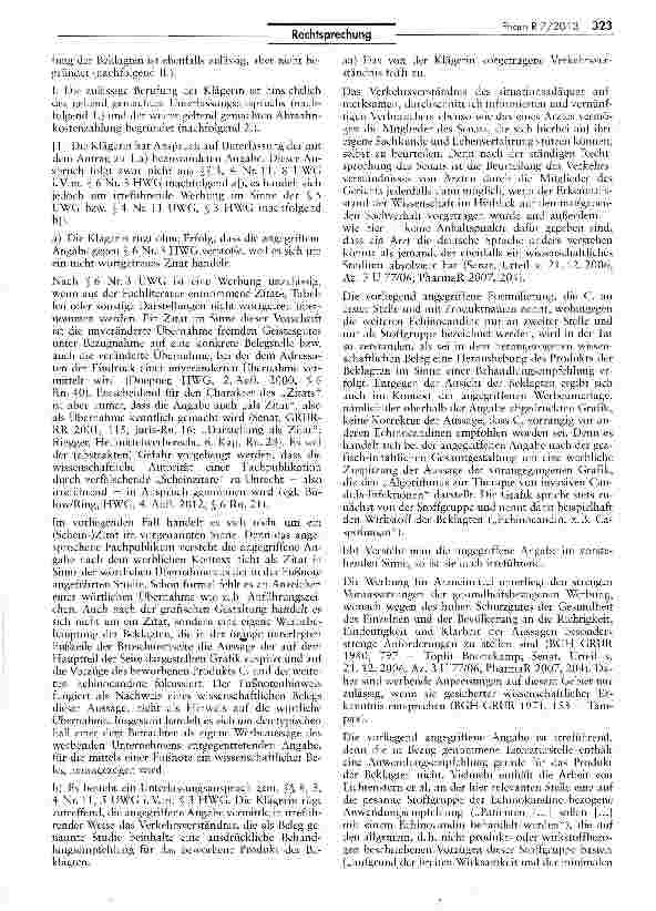 Vorschauseite 3: Werbung mit aus der Fachliteratur entnommenen Zitaten HWG $S 3, 6 Nr. 3; UWG § 5
