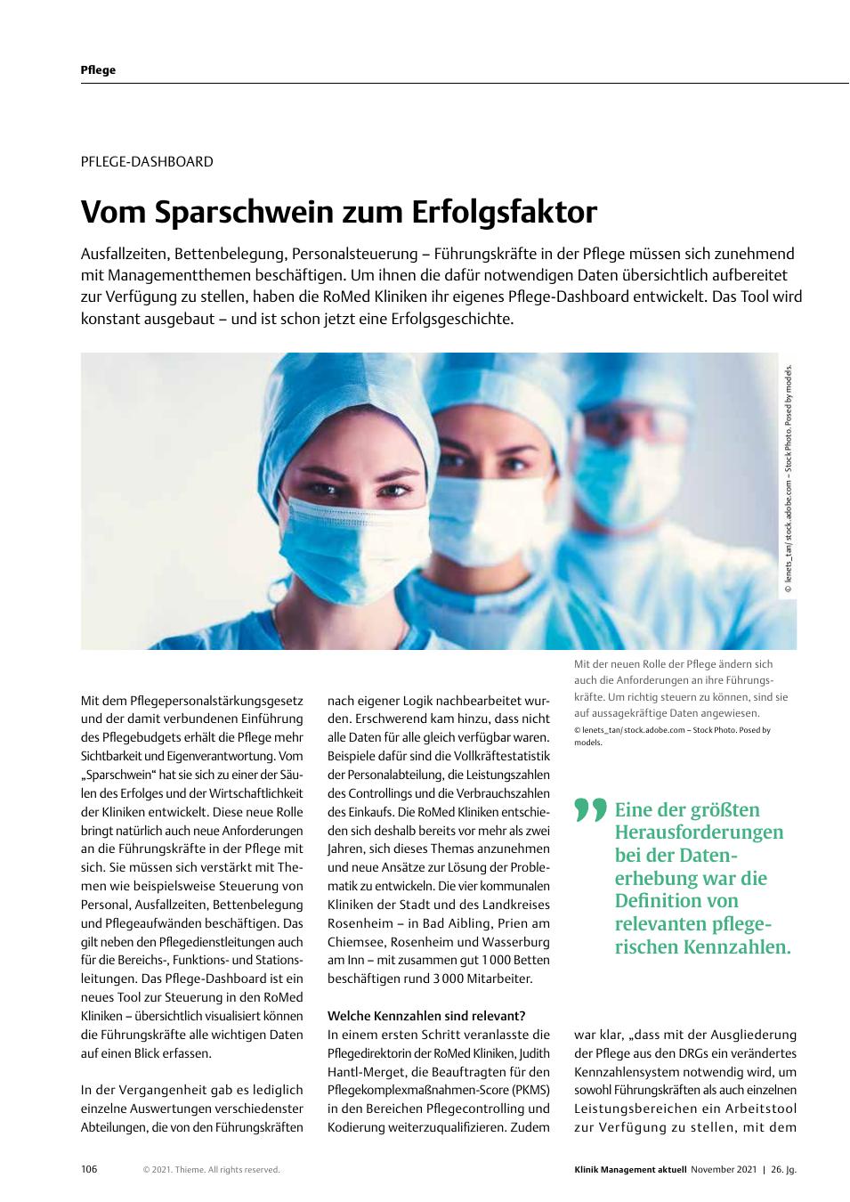 Vorschauseite 1: Pflege-Dashboard: Vom Sparschwein zum Erfolgsfaktor