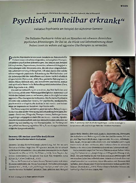 Vorschauseite 1: Psychisch „unheilbar erkrankt“ Palliative Psychiatrie am Beispiel der Alzheimer-Demenz