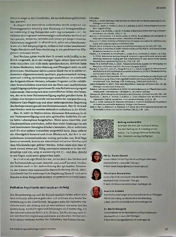 Vorschauseite 3: Psychisch „unheilbar erkrankt“ Palliative Psychiatrie am Beispiel der Alzheimer-Demenz