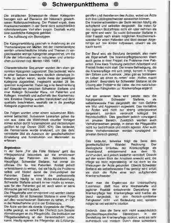 Vorschauseite 3: Krankenpflege als Frauenberuf in den MedienEine exemplarische Untersuchung der Fernsehserie Für alle Fälle Stefanie