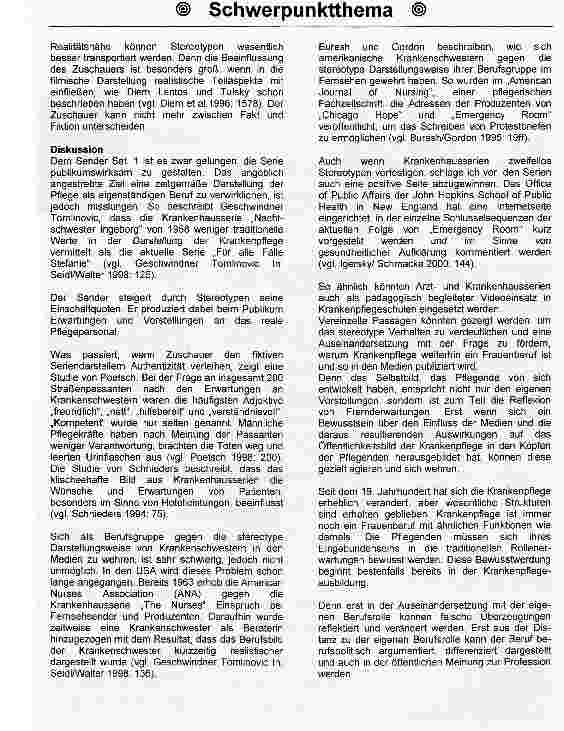 Vorschauseite 4: Krankenpflege als Frauenberuf in den MedienEine exemplarische Untersuchung der Fernsehserie Für alle Fälle Stefanie