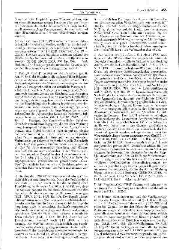 Vorschauseite 2: Werbung für ein nicht verschreibungspflichtiges Arzneimittel mit dem Hinweis „ÖKO-TEST Gesamturteil sehr gut ZPO § 927; UWG § 5; WasG HE $$ lls 3; HWG § 11 I I Nr. 2