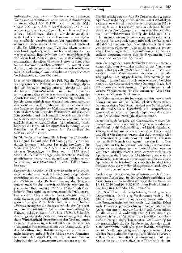 Vorschauseite 2: Vorrang von Rabattarzneimitteln gegenüber Importarzneimitteln gemäß § 129 Abs. 1 S. 7 SGB V