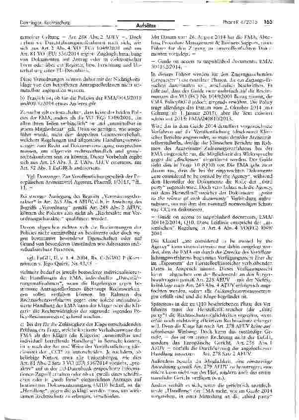 Vorschauseite 4: Rechtsschutz bei unbefugten Publikationen der EuropäischenArzneimittelagentur (EMA)