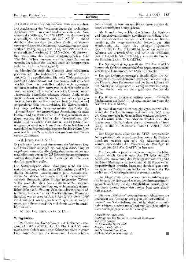 Vorschauseite 6: Rechtsschutz bei unbefugten Publikationen der EuropäischenArzneimittelagentur (EMA)
