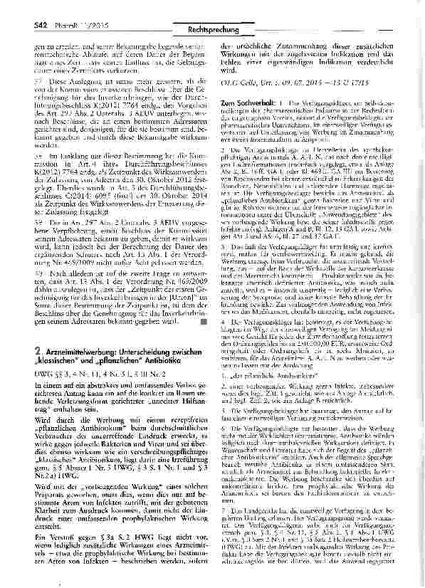 Vorschauseite 1: Arzneimittelwerbung: Unterscheidung zwischen „klassischen und „pflanzlichen Antibiotika