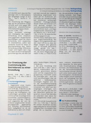 Vorschauseite 1: Zur Ersetzung der Zustimmung des Betriebsrats zu einer Einstellung