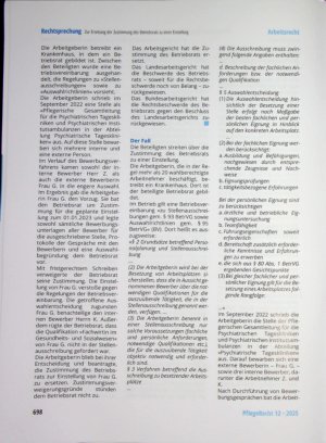 Vorschauseite 2: Zur Ersetzung der Zustimmung des Betriebsrats zu einer Einstellung